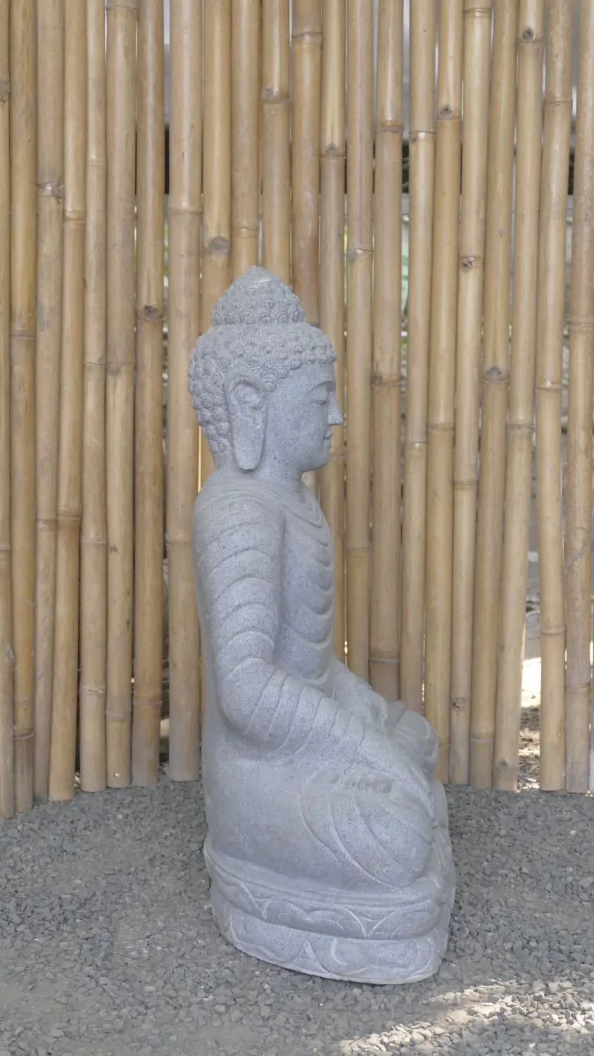  Product image 6 of the product “Seated Buddha made of Riverstone in Bhumisparsha - gesture of touching the earth. 83cm height. ”